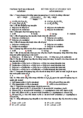 Đề thi chất lượng học kì I môn Sinh học - Mã đề 001